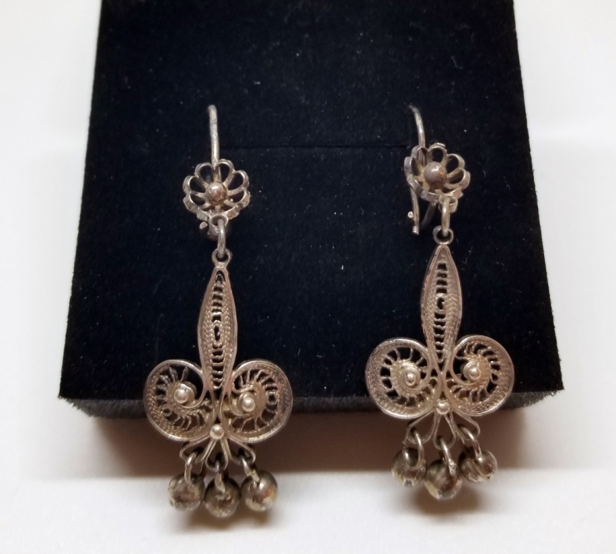 TELKARİ İŞÇİLİKLİ ÖZEL YAPIM GÜMÜŞ KÜPE