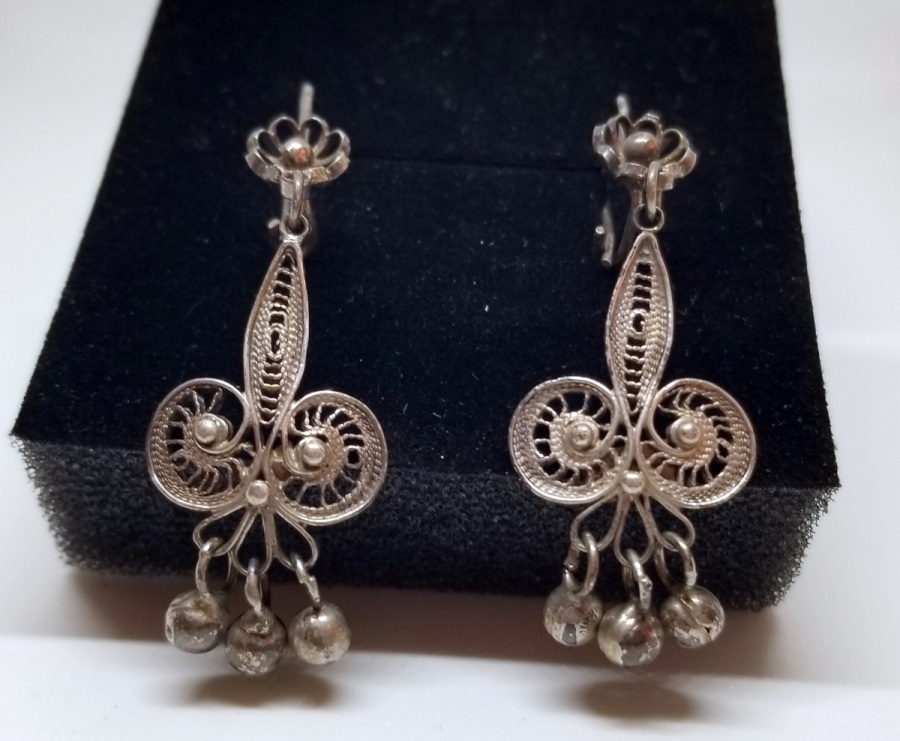 TELKARİ İŞÇİLİKLİ ÖZEL YAPIM GÜMÜŞ KÜPE