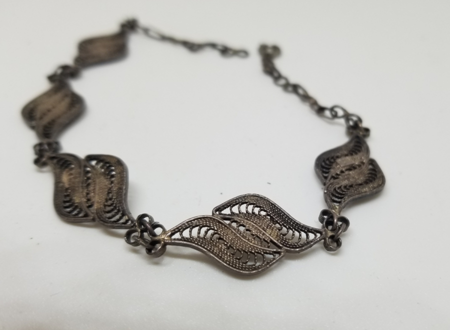 TELKARİ İŞÇİLİKLİ ÖZEL YAPIM ANTİKA GÜMÜŞ BİLEKLİK