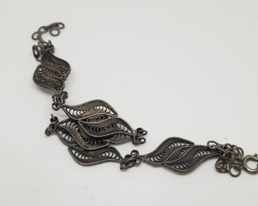 TELKARİ İŞÇİLİKLİ ÖZEL YAPIM ANTİKA GÜMÜŞ BİLEKLİK