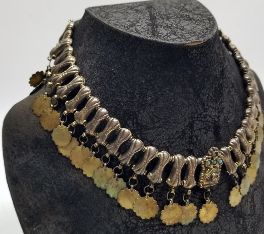 TURKUAZ TAŞLI OSMANLI DÖNEMİ GÜMÜŞ GERDANLIK - GIDIKLIK