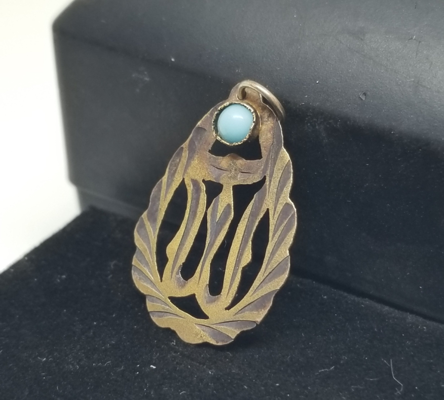 TURKUAZ TAŞLI ANTİKA ALTIN KOLYE UCU