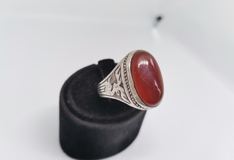 AKİK TAŞLI HAC HATIRASI GÜMÜŞ YÜZÜK