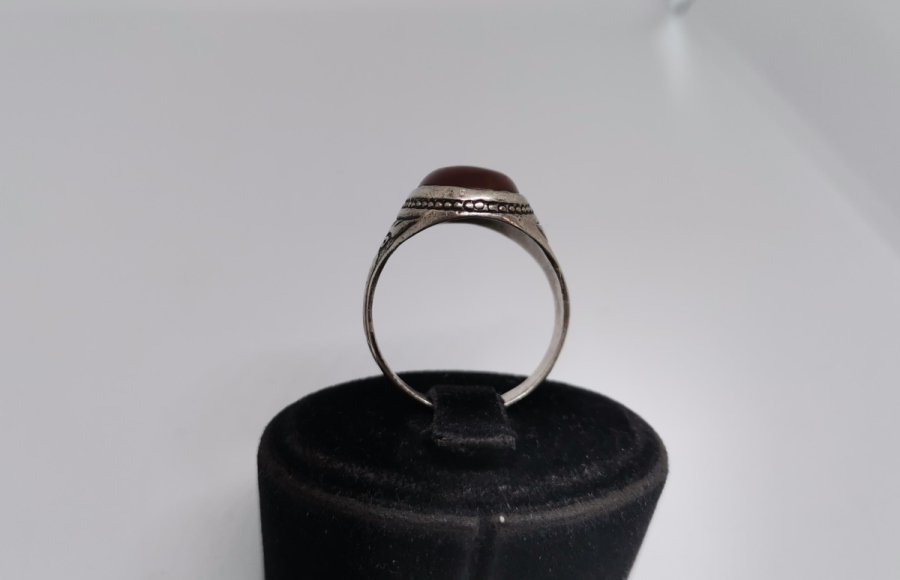 AKİK TAŞLI HAC HATIRASI GÜMÜŞ YÜZÜK