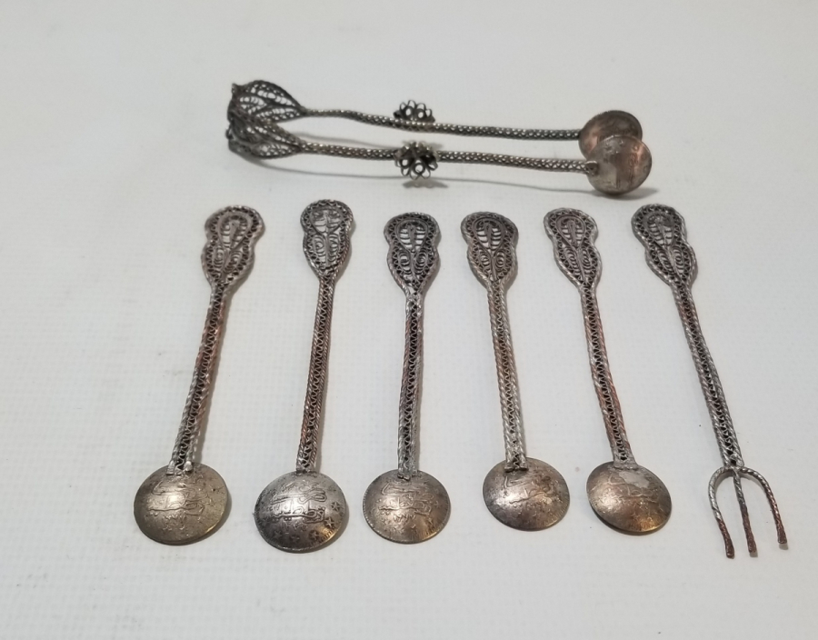 OSMANLI DÖNEMİ GÜMÜŞ KAPLAMA ÇAY TAKIMI