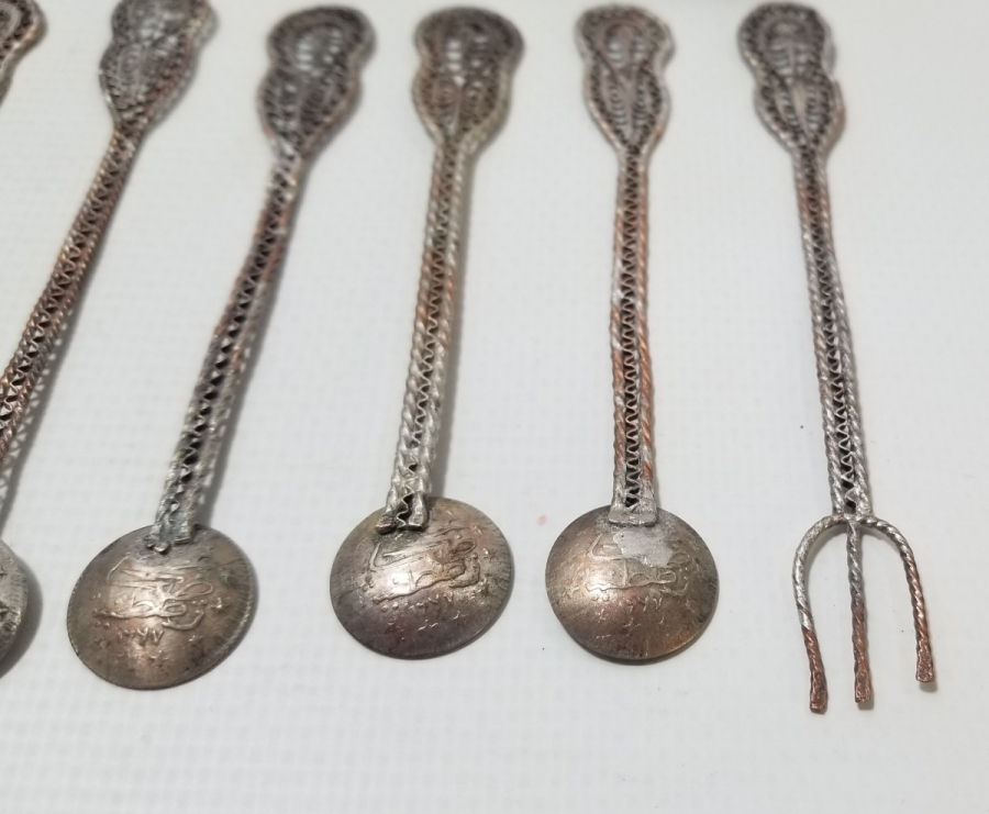 OSMANLI DÖNEMİ GÜMÜŞ KAPLAMA ÇAY TAKIMI