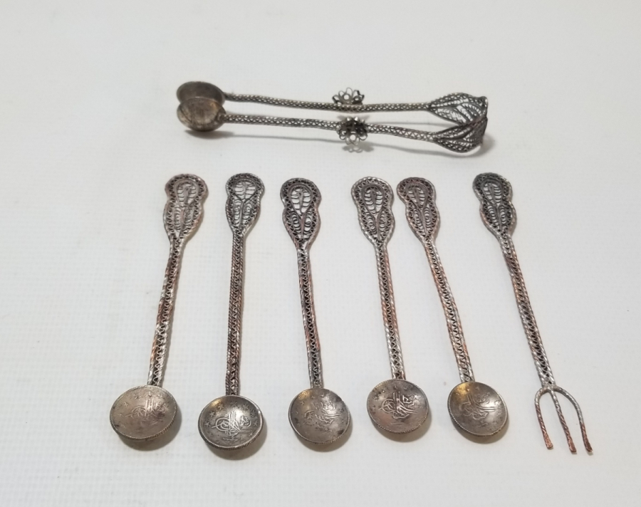 OSMANLI DÖNEMİ GÜMÜŞ KAPLAMA ÇAY TAKIMI