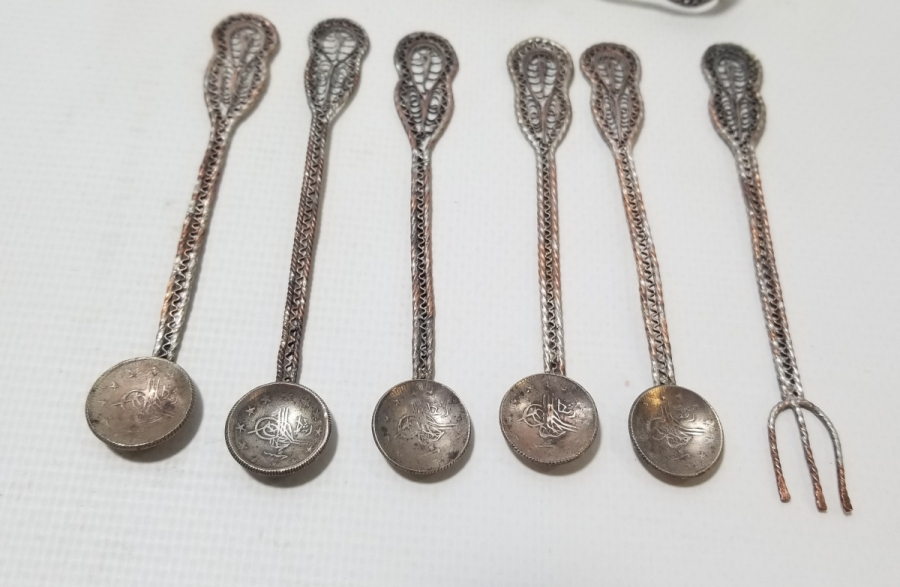 OSMANLI DÖNEMİ GÜMÜŞ KAPLAMA ÇAY TAKIMI