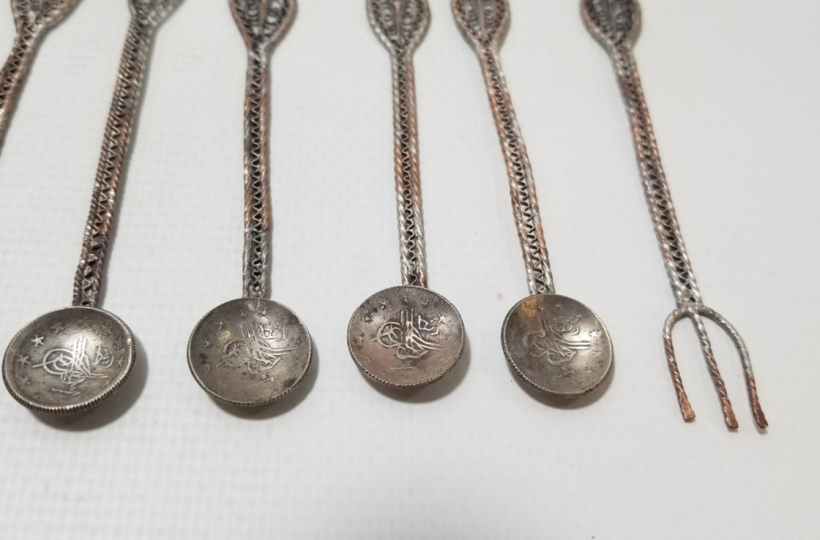 OSMANLI DÖNEMİ GÜMÜŞ KAPLAMA ÇAY TAKIMI