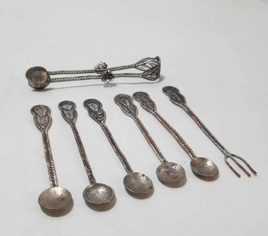 OSMANLI DÖNEMİ GÜMÜŞ KAPLAMA ÇAY TAKIMI