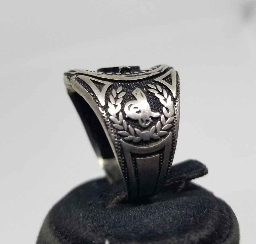 KABARTMA İŞÇİLİKLİ VE AY YILDIZLI GÜMÜŞ YÜZÜK