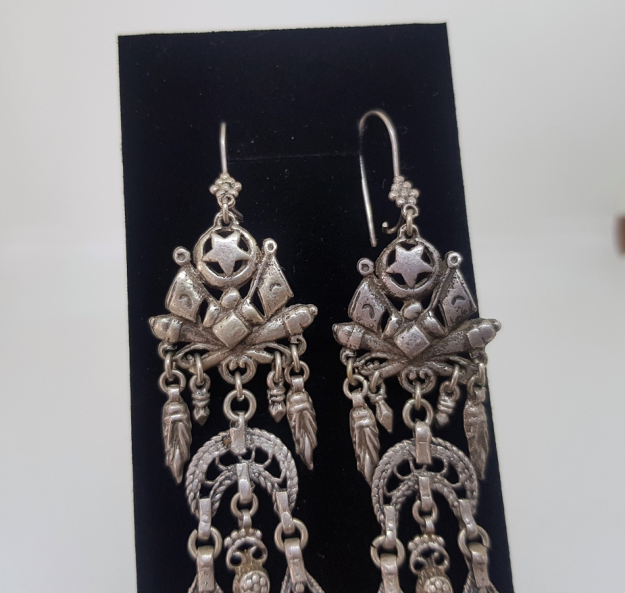 ÜZERİNDE TOPÇU BİRLİĞİ OSMANLI DEVLET ARMASI BULUNAN ÇOK NADİR ÖZEL YAPIM KÜPE