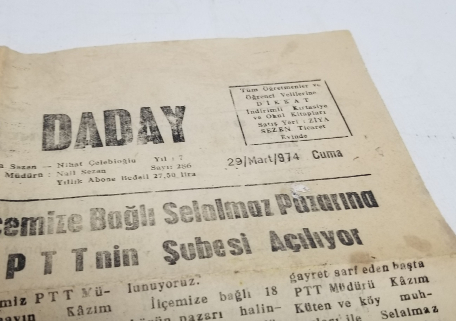 1974 TARİHLİ YEŞİL DADAY GAZETESİ