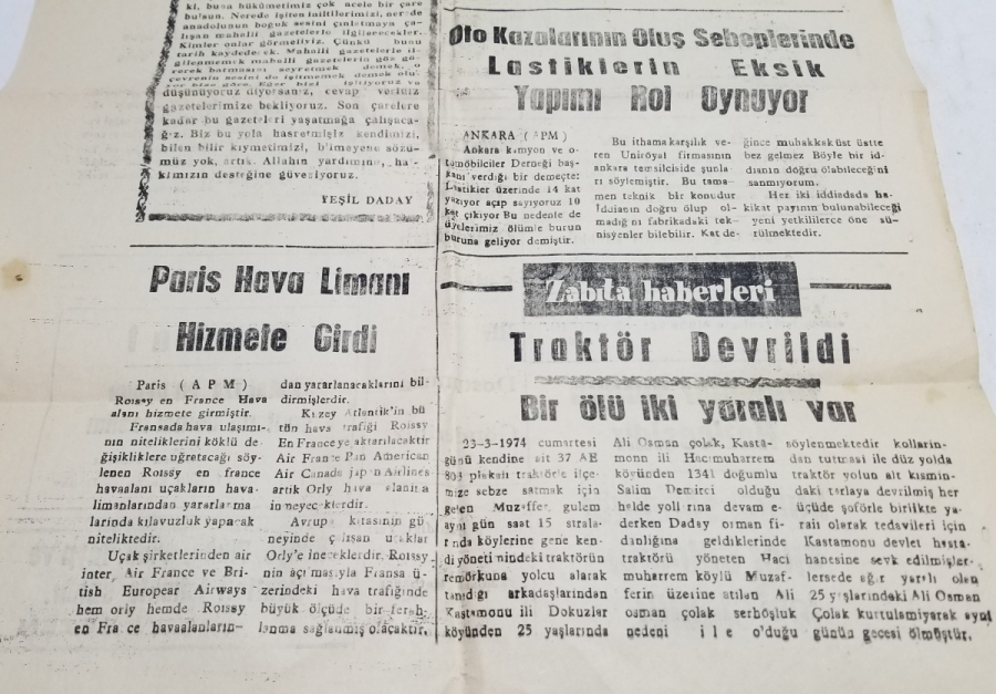 1974 TARİHLİ YEŞİL DADAY GAZETESİ