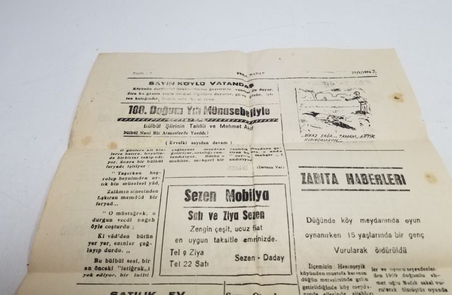 1974 TARİHLİ YEŞİL DADAY GAZETESİ