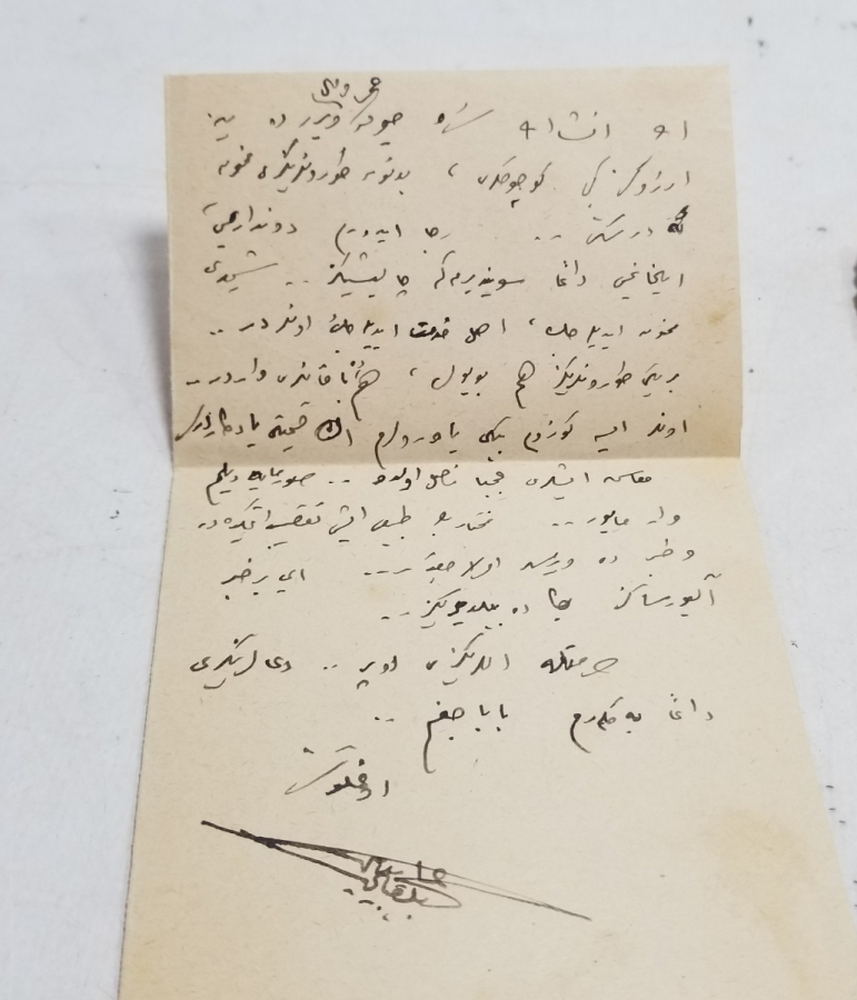 CUMHURİYET BAŞLARI OSMANLICA YAZILI MEKTUP