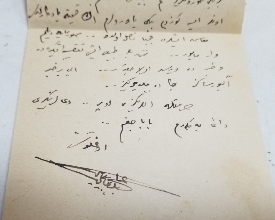 CUMHURİYET BAŞLARI OSMANLICA YAZILI MEKTUP