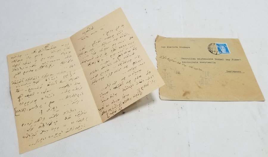 CUMHURİYET BAŞLARI OSMANLICA YAZILI MEKTUP