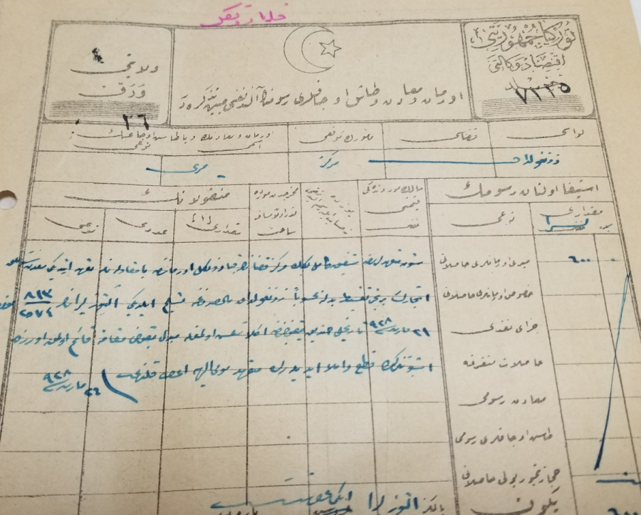 CUMHURİYET BAŞLARI ORİJİNAL PULUYLA OSMANLICA YAZILI MAKBUZ