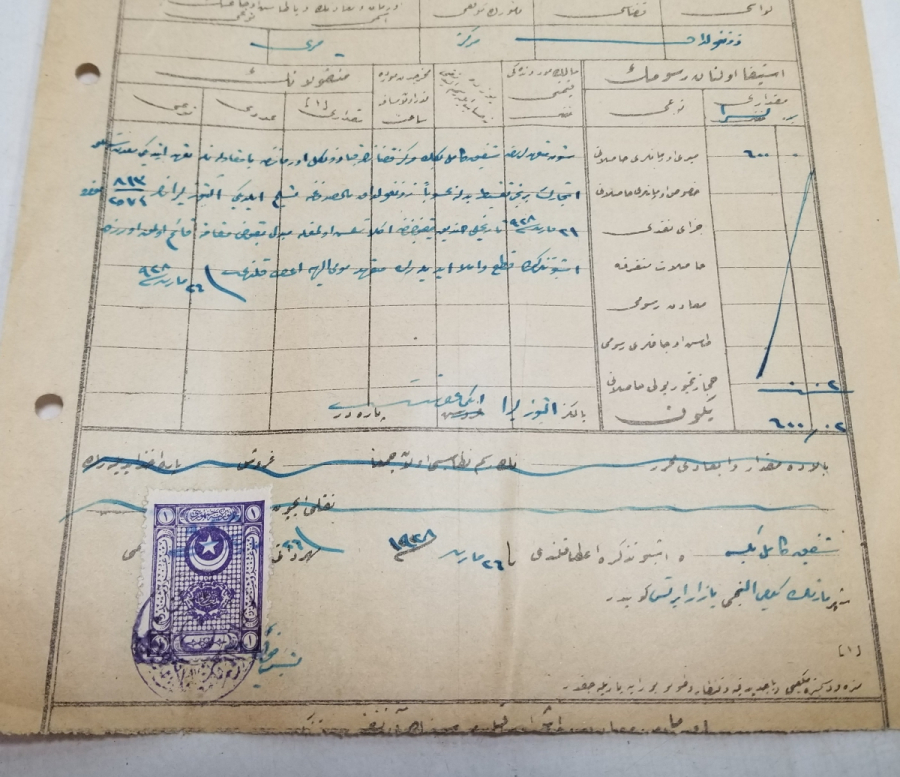 CUMHURİYET BAŞLARI ORİJİNAL PULUYLA OSMANLICA YAZILI MAKBUZ