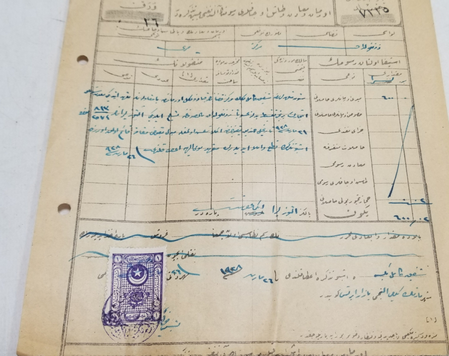 CUMHURİYET BAŞLARI ORİJİNAL PULUYLA OSMANLICA YAZILI MAKBUZ