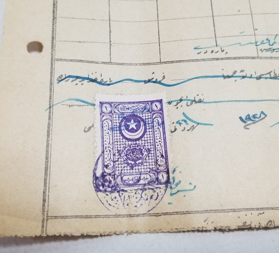 CUMHURİYET BAŞLARI ORİJİNAL PULUYLA OSMANLICA YAZILI MAKBUZ