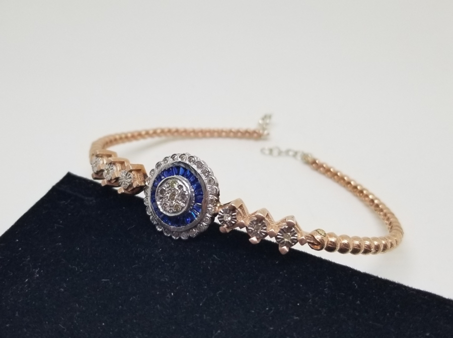 ELMAS TAŞLI ALTIN KAPLAMA BİLEKLİK