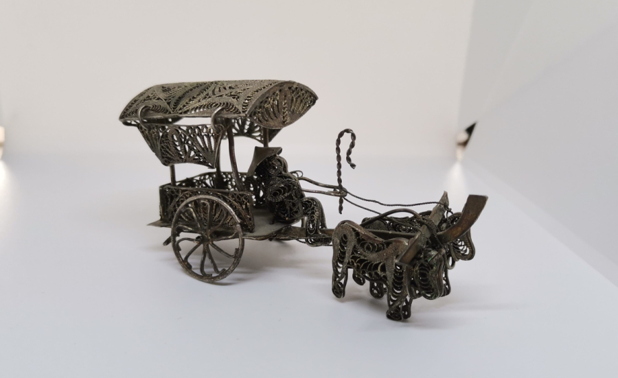 TELKARİ İŞÇİLİKLİ GÜMÜŞ KAPLAMA ANTİKA DEKORATİF BİBLO