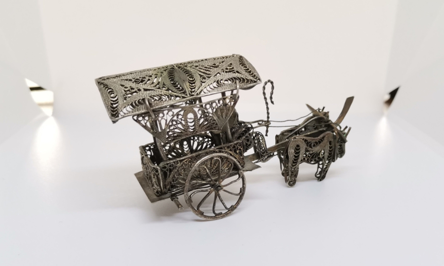 TELKARİ İŞÇİLİKLİ GÜMÜŞ KAPLAMA ANTİKA DEKORATİF BİBLO