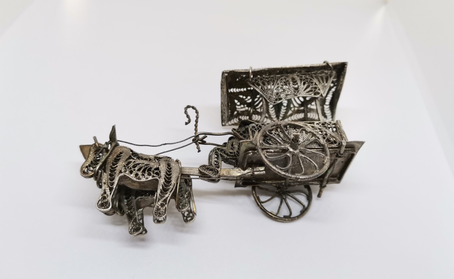 TELKARİ İŞÇİLİKLİ GÜMÜŞ KAPLAMA ANTİKA DEKORATİF BİBLO