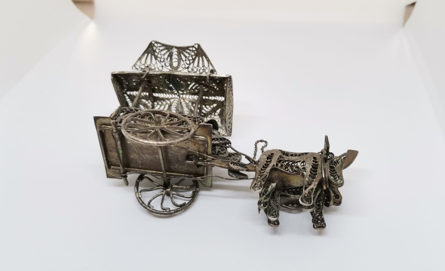 TELKARİ İŞÇİLİKLİ GÜMÜŞ KAPLAMA ANTİKA DEKORATİF BİBLO