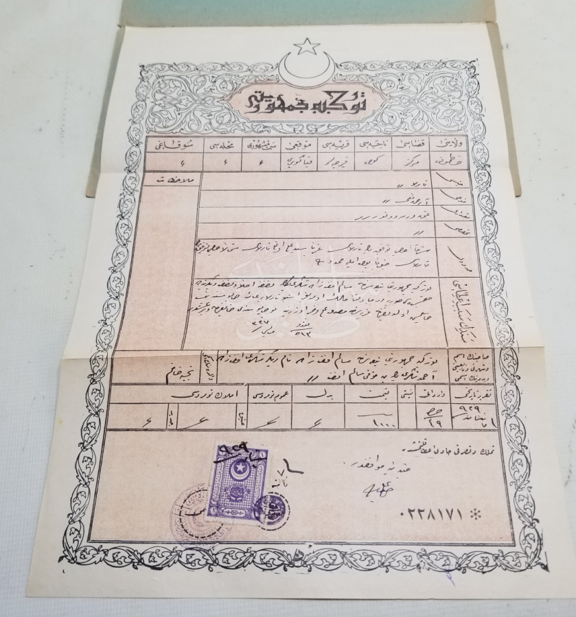 ORİJİNAL KABINDA OSMANLICA YAZILI CUMHURİYET BAŞLARI NADİR TAPU