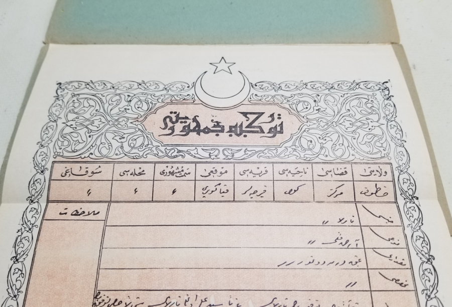 ORİJİNAL KABINDA OSMANLICA YAZILI CUMHURİYET BAŞLARI NADİR TAPU