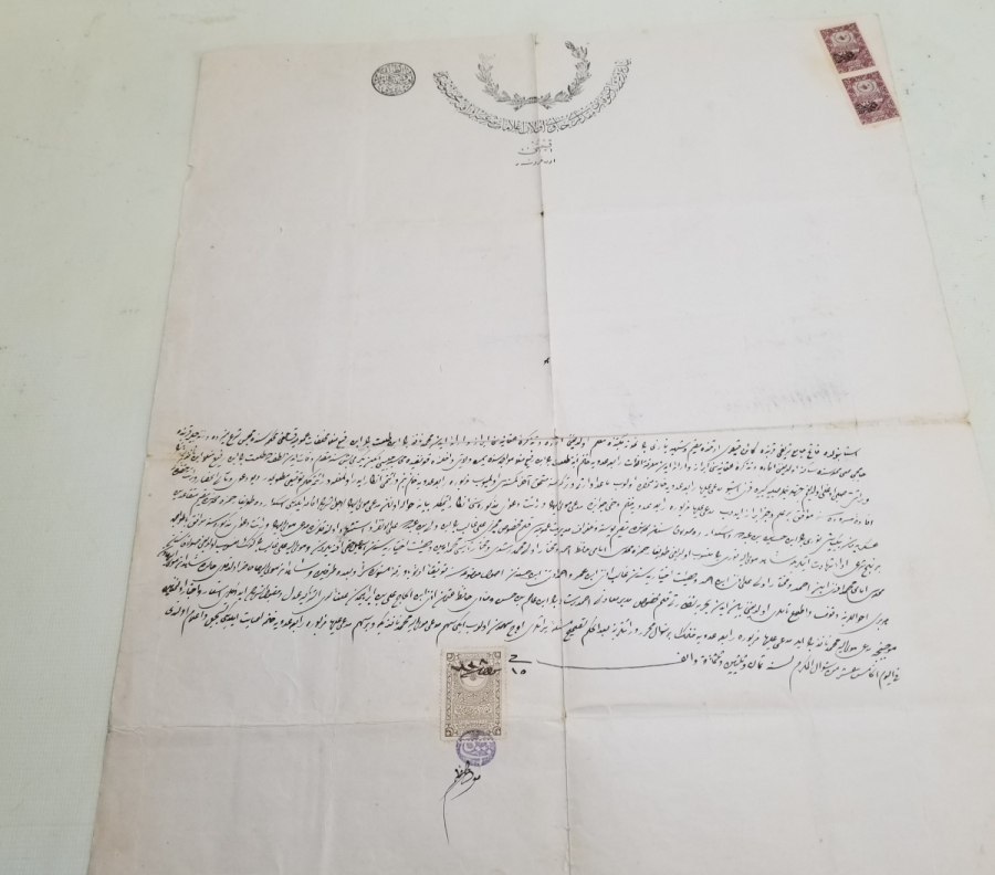 ORİJİNAL PULLARIYLA BÜYÜK BOY EL YAZMA HÜCCET - KADI KARARI