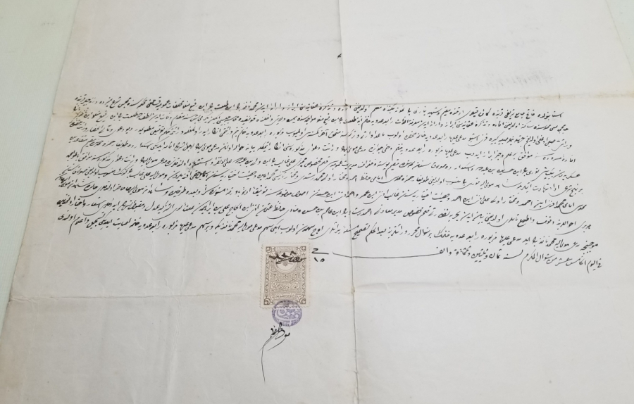 ORİJİNAL PULLARIYLA BÜYÜK BOY EL YAZMA HÜCCET - KADI KARARI