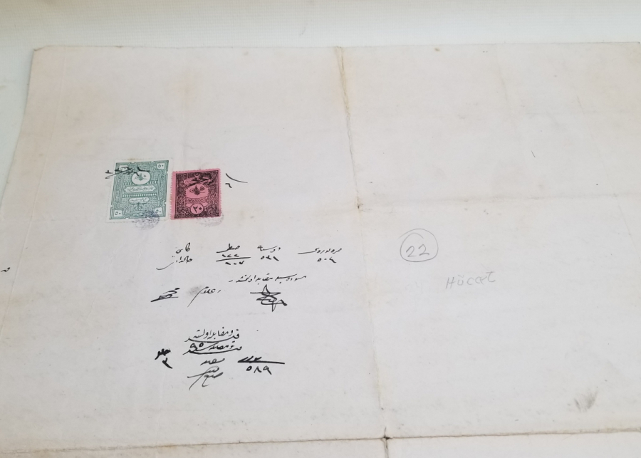 ORİJİNAL PULLARIYLA BÜYÜK BOY EL YAZMA HÜCCET - KADI KARARI