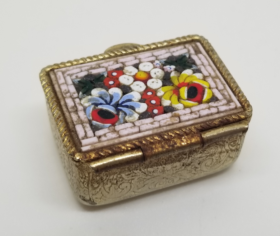 MİKRO MOZAİK ANTİKA KAPAKLI MÜCEVHER KUTUSU