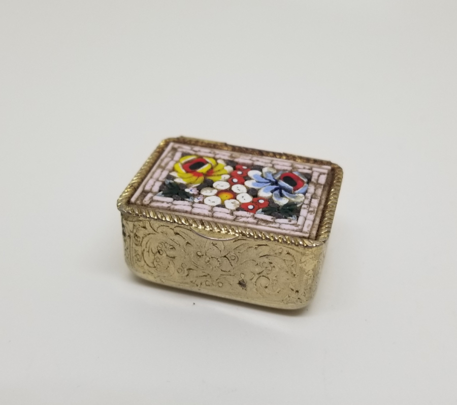 MİKRO MOZAİK ANTİKA KAPAKLI MÜCEVHER KUTUSU