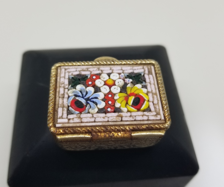 MİKRO MOZAİK ANTİKA KAPAKLI MÜCEVHER KUTUSU
