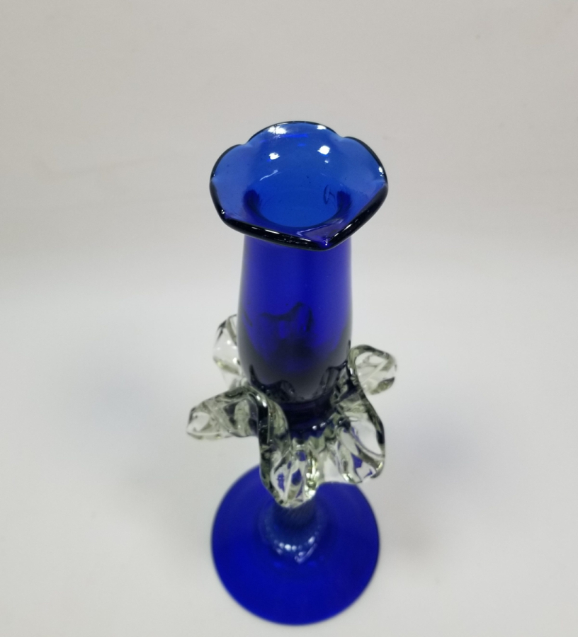 ÜFLEME CAMDAN MAMUL ANTİKA FIRFIRLI CAM MUMLUK