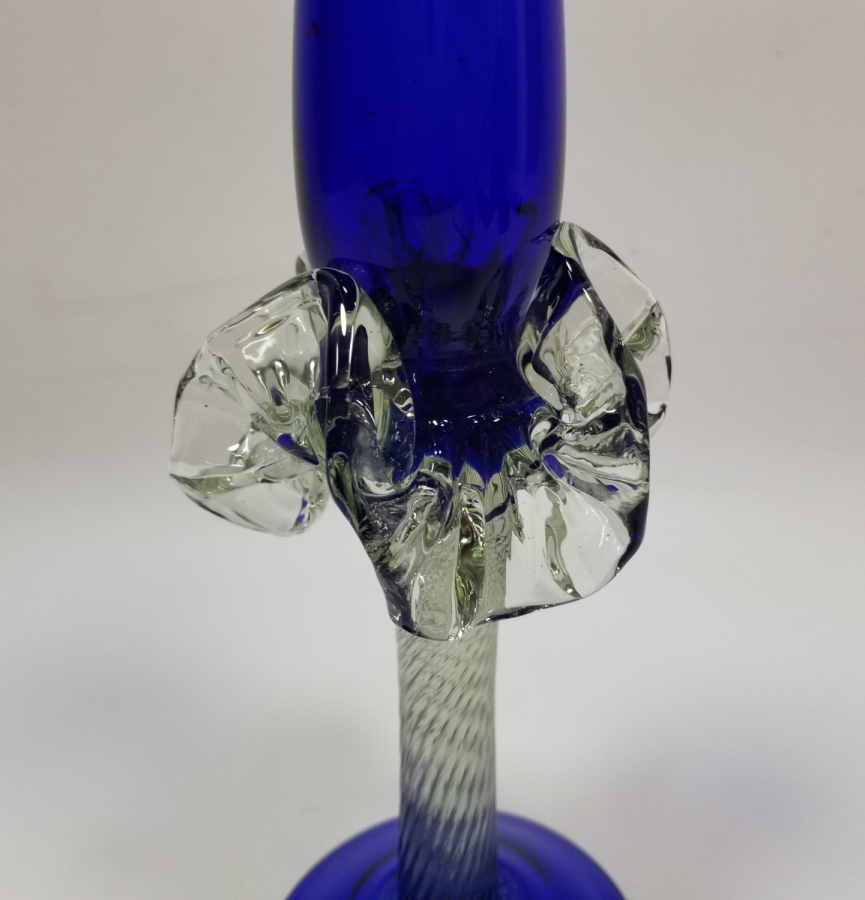 ÜFLEME CAMDAN MAMUL ANTİKA FIRFIRLI CAM MUMLUK