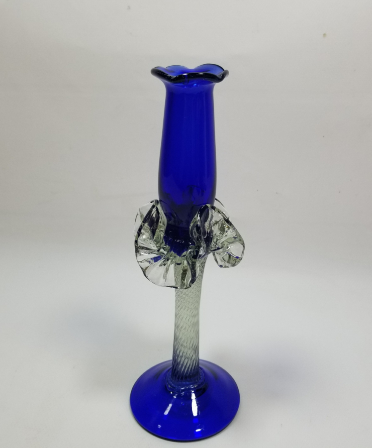 ÜFLEME CAMDAN MAMUL ANTİKA FIRFIRLI CAM MUMLUK