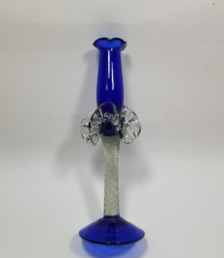 ÜFLEME CAMDAN MAMUL ANTİKA FIRFIRLI CAM MUMLUK