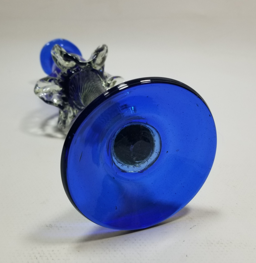 ÜFLEME CAMDAN MAMUL ANTİKA FIRFIRLI CAM MUMLUK