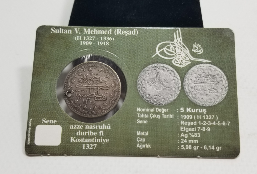 SULTAN MEHMET REŞAT HAN DÖNEMİ GÜMÜŞ 5 KURUŞ MECİDİYE