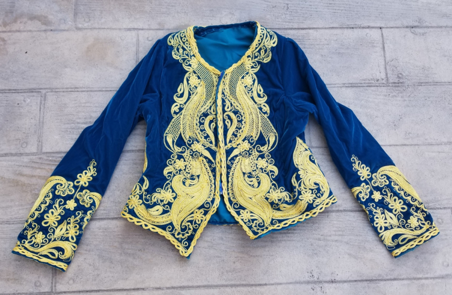 EL YAPIMI ANTİKA İŞLEMELİ KADİFE CEPKEN