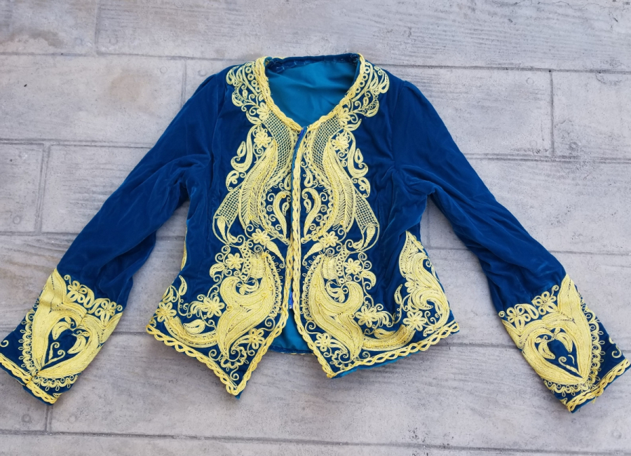 EL YAPIMI ANTİKA İŞLEMELİ KADİFE CEPKEN