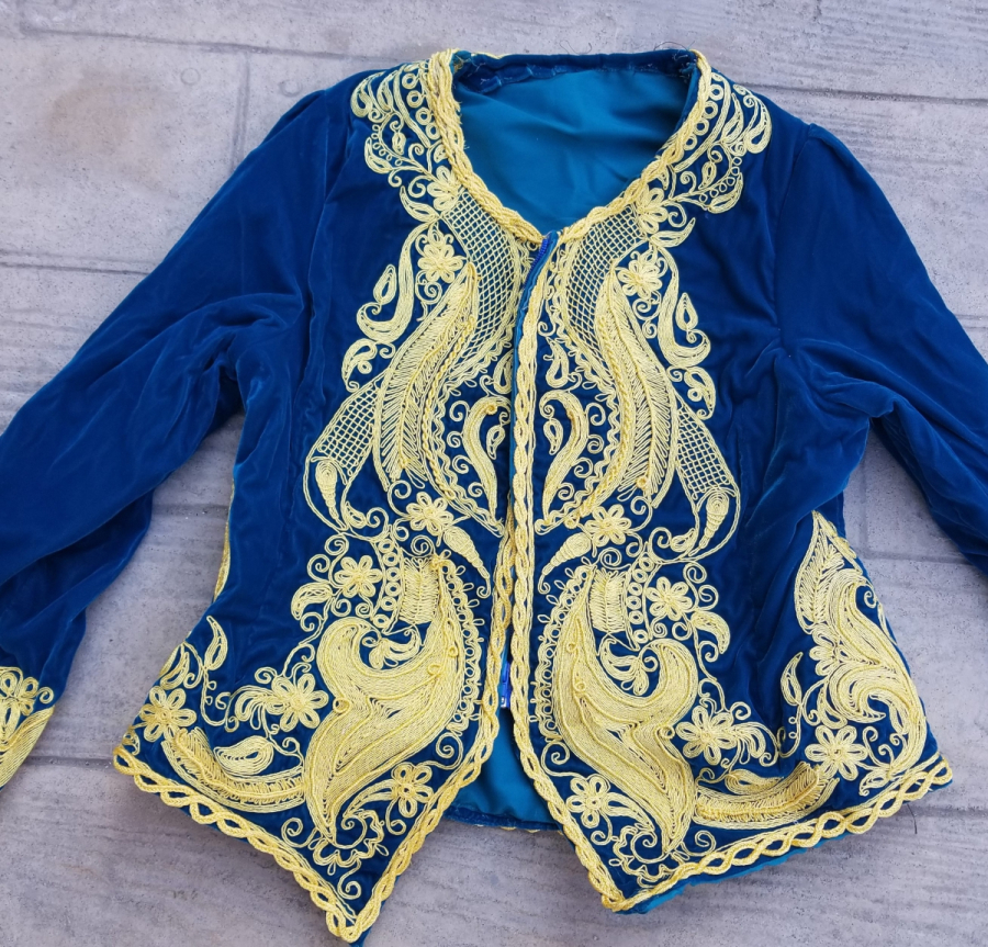 EL YAPIMI ANTİKA İŞLEMELİ KADİFE CEPKEN