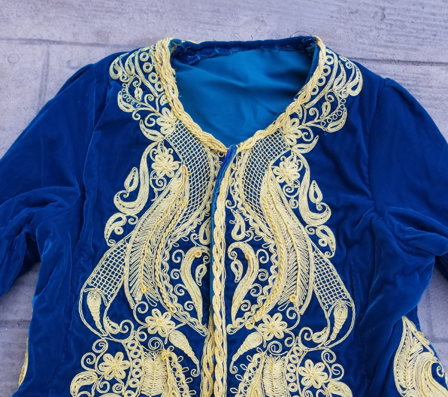 EL YAPIMI ANTİKA İŞLEMELİ KADİFE CEPKEN