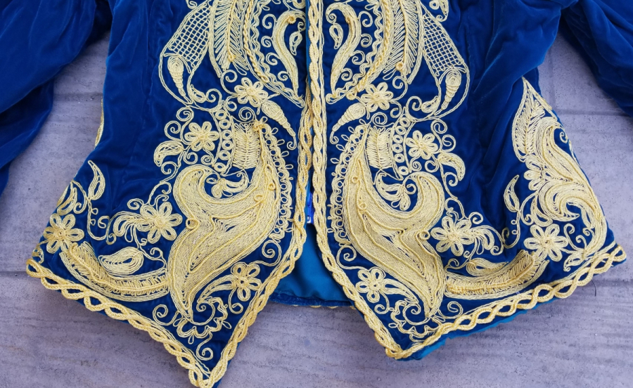 EL YAPIMI ANTİKA İŞLEMELİ KADİFE CEPKEN